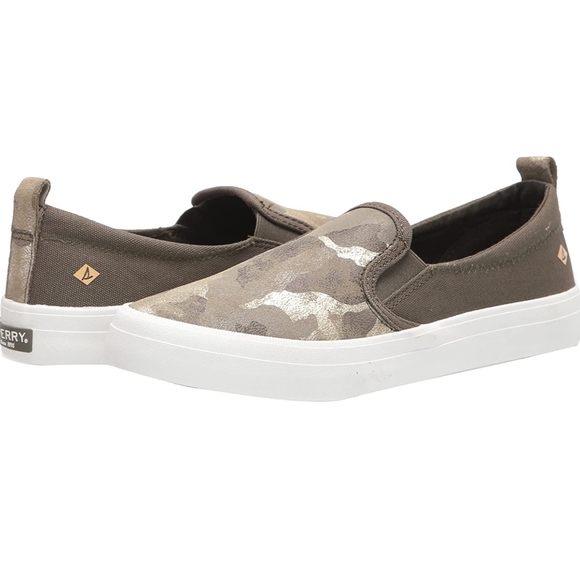 Sperry Olive Camo Slip on 🎉 Women's Pier Wave High Canvas Sneaker NWT - Picture 2 of 15